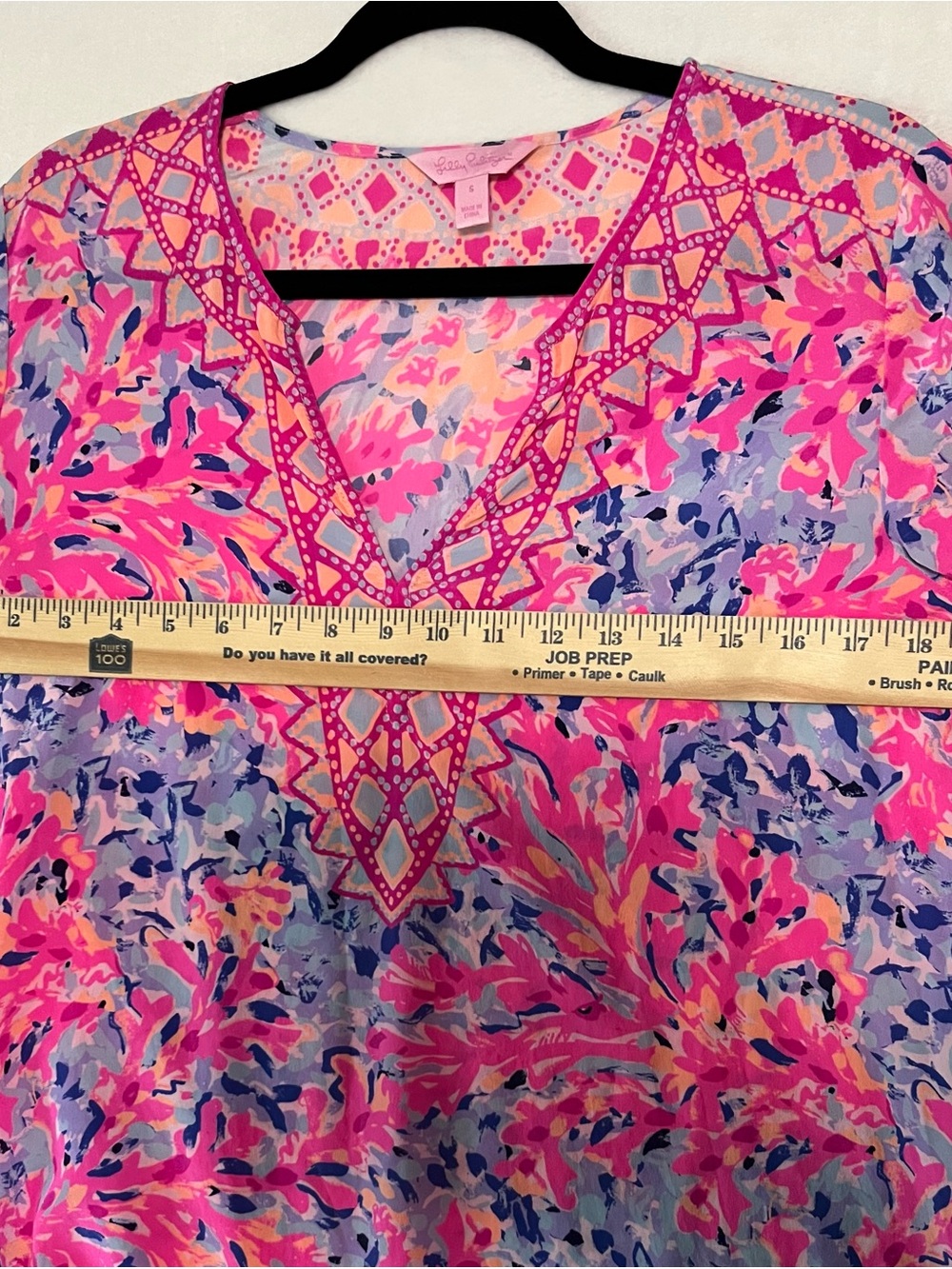 Lilly Pulitzer 100% Silk Tunic Top Small Pink Blue Resort Beach Preppy Coverup - Picture 7 of 11